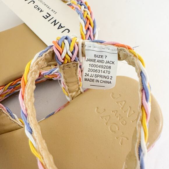 Janie and Jack Girls Braided Espadrille Sandals SIZE 7 Bali Sunset Rainbow NWT - Picture 4 of 9
